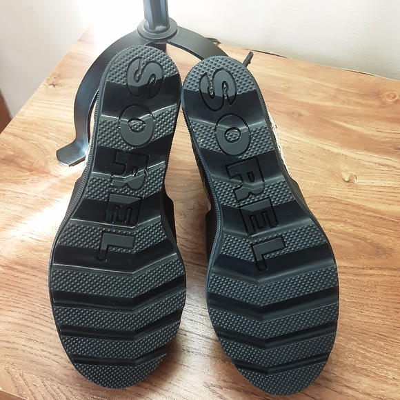 Sorel Joanie ll Black Leather Wedge Sandals Women - Picture 5 of 7